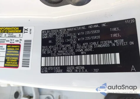 2021 Toyota Highlander Xse z USA, uszkodzony, nr VIN 5TDLZRAH1MS040165